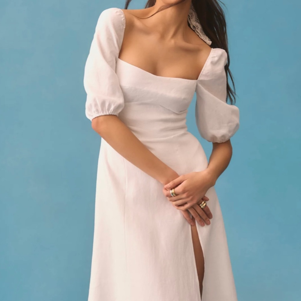 Reformation Belgium Linen Dress White